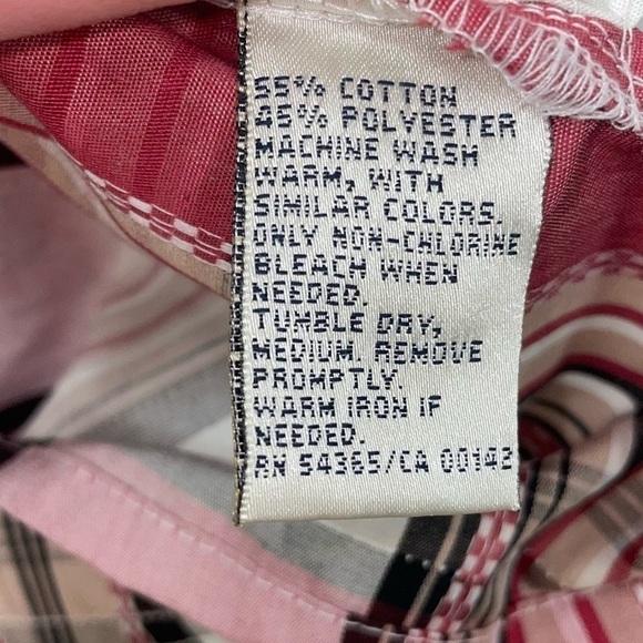 Allison Daley Petite Shirt Collar Button Up Plaid Stripe 3/4 Flip Split Cuff Top - Picture 9 of 12